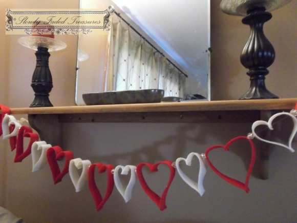 Red and Cream heart garland